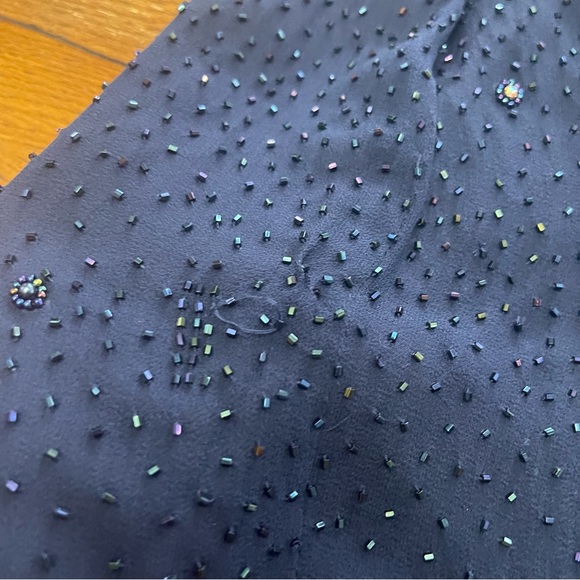 Tiffany designs silk maxi navy beaded square neck open back gown 6 - Picture 8 of 16